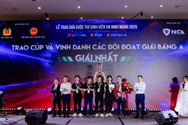 Học viện Công nghệ Bưu Chính Viễn thông đã xuất sắc vô địch cuộc thi Sinh viên An ninh mạng 2025. (Ảnh: PV/Vietnam+)