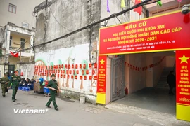 Tại khu vực bỏ phiếu, cử tri thực hiện quyền bầu cử đối với ba cấp gồm: đại biểu Quốc hội khoá XVI, đại biểu Hội đồng Nhân dân Thành phố và đại biểu Hội đồng Nhân dân phường Đống Đa nhiệm kỳ 2026 - 2031. (Ảnh: Minh Sơn/Vietnam+)