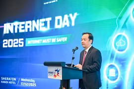 Thứ trưởng Bộ Khoa học và Công nghệ Phạm Đức Long phát biểu tại sự kiện. (Ảnh: Minh Sơn/Vietnam+)