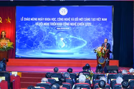 Bộ trưởng Bộ Khoa học và Công nghệ Vũ Hải Quân phát biểu khai mạc tại Lễ chào mừng Ngày Khoa học, Công nghệ và Đổi mới sáng tạo Việt Nam và Hội nghị triển khai công nghệ chiến lược. (Ảnh: Minh Sơn/Vietnam+)