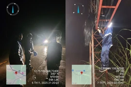 Nhân viên VNPT xuyên bão để giữ liên lạc. (Ảnh: VNPT)