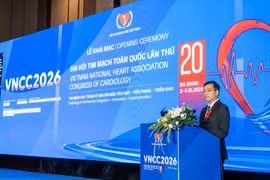 Tiến sỹ Hà Anh Đức - Cục trưởng Cục Quản lý Khám chữa bệnh phát biểu tại Đại hội Tim mạch Toàn quốc lần thứ 20. (Ảnh: PV/Vietnam+)