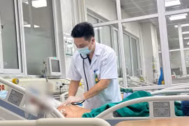 Bác sỹ theo dõi tình hình sức khỏe cho bệnh nhân. (Ảnh: PV/Vietnam+)
