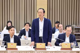 Thứ trưởng Bộ Giáo dục và Đào tạo Phạm Ngọc Thưởng trả lời tại cuộc họp. (Ảnh: Minh Đức/TTXVN)