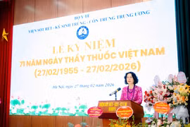 Thứ trưởng Bộ Y tế Nguyễn Thị Liên Hương phát biểu tại buổi lễ. (Ảnh: PV/Vietnam+)