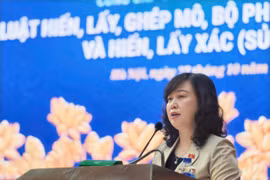 Bộ trưởng Bộ Y tế Đào Hồng Lan tại cuộc Họp báo. (Ảnh: PV/Vietnam+)