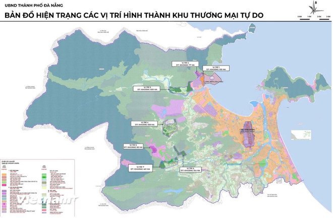 Bản đồ quy hoạch 7 vị trí của Khu Thương mại Tự do Đà Nẵng. (Nguồn: Ban quản lý FTZ Đà Nẵng) vnp-bandokhuftz01.jpg