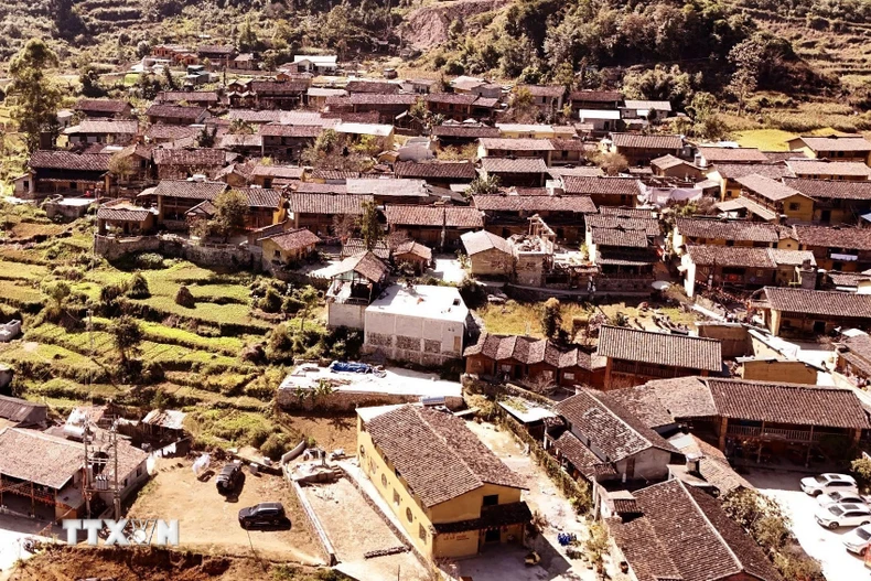 Một góc không gian văn hóa làng du lịch tốt nhất thế giới - Lô Lô Chải (Lũng Cú, Tuyên Quang). (Ảnh: Đức Thọ/TTXVN)