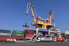 Bến cảng thuộc Công ty cổ phần Cảng Hải Phòng. (Ảnh: TTXVN phát)