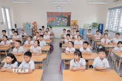 Học sinh trường Tiểu học Gia Quất (Bồ Đề, Hà Nội). (Ảnh: Minh Quyết/TTXVN)