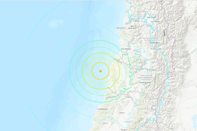 Động đất cường độ 6,8 làm rung chuyển khu vực bờ biển Chile ảnh 1