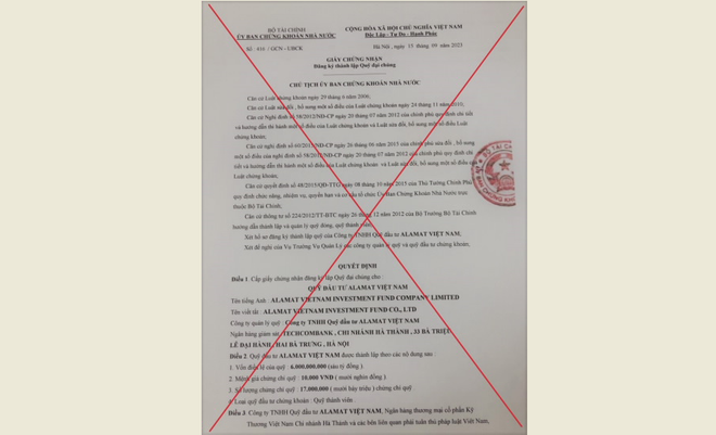 Văn bản giả mạo văn bản của Ủy ban Chứng khoán Nhà nước. (Nguồn: SSC) Cảnh báo việc giả mạo văn bản Ủy ban Chứng khoán Nhà nước để lừa đảo ảnh 1