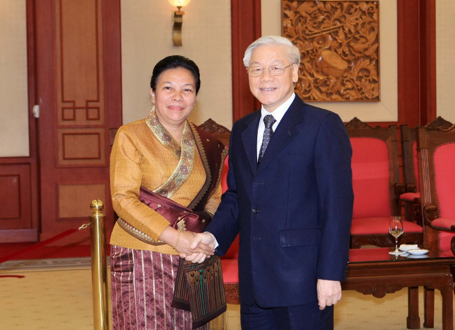 Tổng Bí thư tiếp đoàn Ban Đối ngoại Trung ương Đảng của Lào ảnh 1