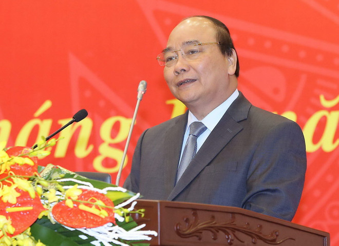 Thủ tướng Nguyễn Xuân Phúc phát biểu tại hội nghị. (Ảnh: Doãn Tấn/TTXVN) Đảng bộ Văn phòng Chính phủ quán triệt Nghị quyết TW 4 khóa XII ảnh 1
