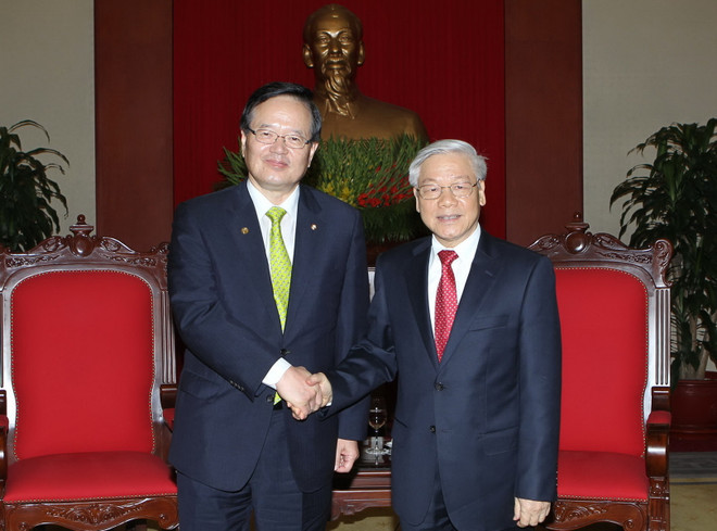 Tổng Bí thư Nguyễn Phú Trọng tiếp Chủ tịch Quốc hội Hàn Quốc ảnh 1