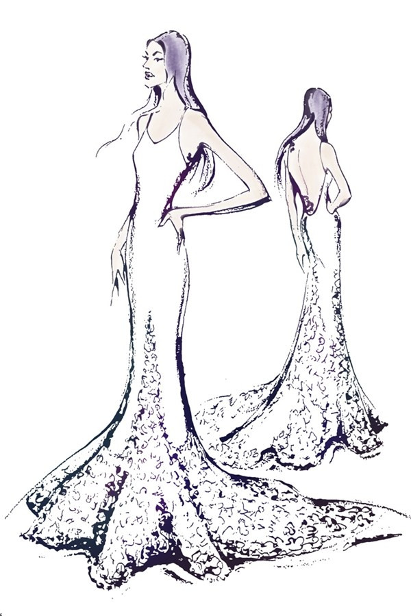 35 mẫu phác thảo váy cưới "cực chất" dành cho ca sỹ Lady Gaga ảnh 29