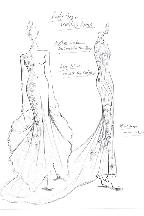 35 mẫu phác thảo váy cưới "cực chất" dành cho ca sỹ Lady Gaga ảnh 32