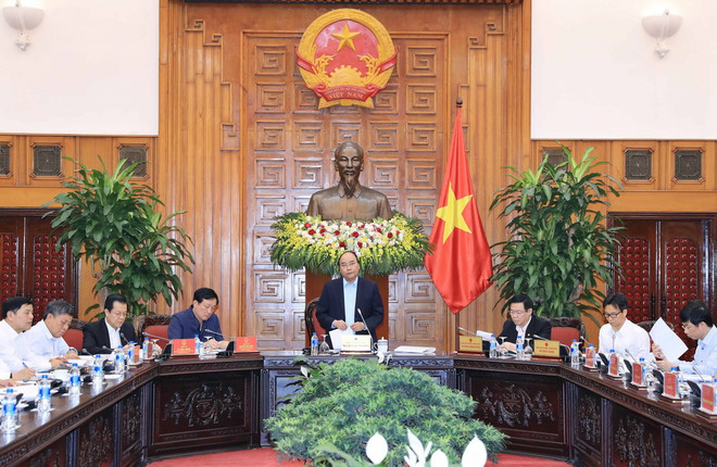 Thủ tướng Nguyễn Xuân Phúc phát biểu tại buổi làm việc. (Ảnh: Thống Nhất/TTXVN) Chính phủ luôn tạo điều kiện thuận lợi cho các cơ quan tư pháp ảnh 2