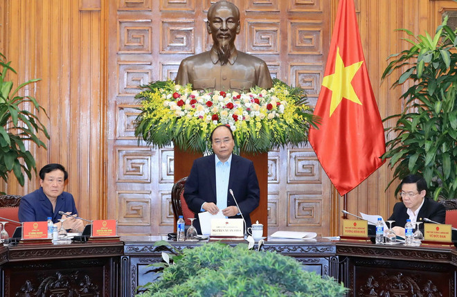 Thủ tướng Nguyễn Xuân Phúc phát biểu tại buổi làm việc. (Ảnh: Thống Nhất/TTXVN) Chính phủ luôn tạo điều kiện thuận lợi cho các cơ quan tư pháp ảnh 1