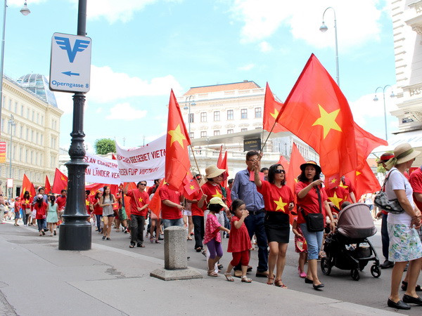 [Photo] Cộng đồng người Việt tại Áo biểu tình phản đối Trung Quốc ảnh 3