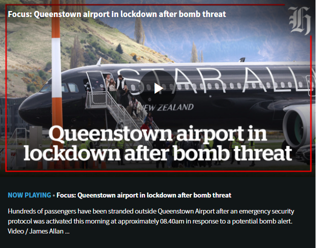 New Zealand: Sân bay Quốc tế Queenstown bị đe dọa đánh bom ảnh 1