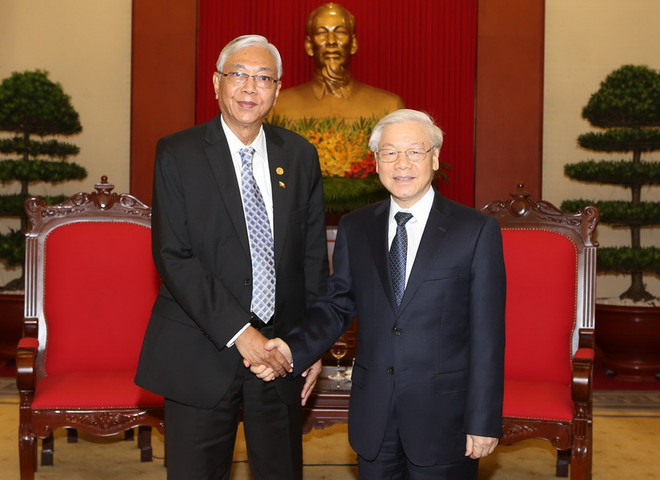 Tổng Bí thư Nguyễn Phú Trọng tiếp Tổng thống Myanmar Htin Kyaw ảnh 1