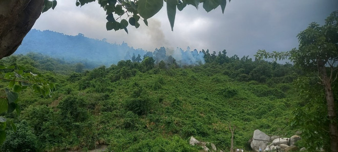 Vụ cháy rừng tại chân núi Bà Nà. (Ảnh: TTXVN phát) ba na_chay 1.jpg