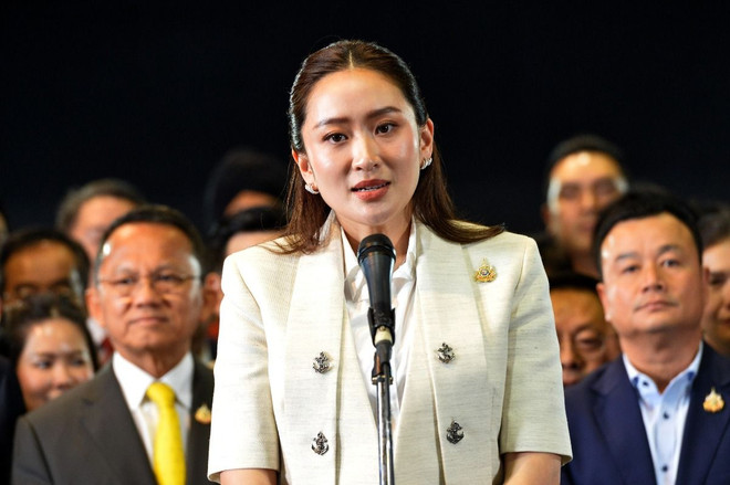 Bà Paetongtarn Shinawatra phát biểu họp báo tại Thủ đô Bangkok (Thái Lan), ngày 16/8/2024. (Ảnh: THX/TTXVN) tan thu tuong thai lan.jpg