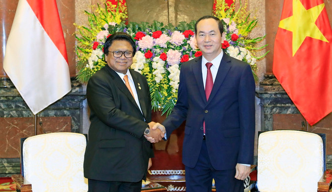 Chủ tịch nước Trần Đại Quang tiếp Chủ tịch Thượng viện Indonesia ảnh 1