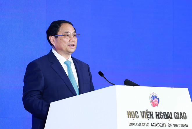 Thủ tướng Phạm Minh Chính phát biểu tại Diễn đàn Tương lai ASEAN 2024. (Ảnh: Dương Giang/TTXVN) ttxvn_20240423_thu tuong pham minh chinh_dien dan tuong lai asean (2).jpg