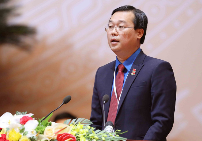 Bí thư thứ nhất Trung ương Đoàn Lê Quốc Phong trình bày tóm tắt báo cáo chính trị của Ban chấp hành Trung ương Đoàn khóa X trình Đại hội. (Nguồn: TTXVN) Tổng Bí thư: Tăng cường "sức đề kháng" cho thanh niên Việt Nam ảnh 2
