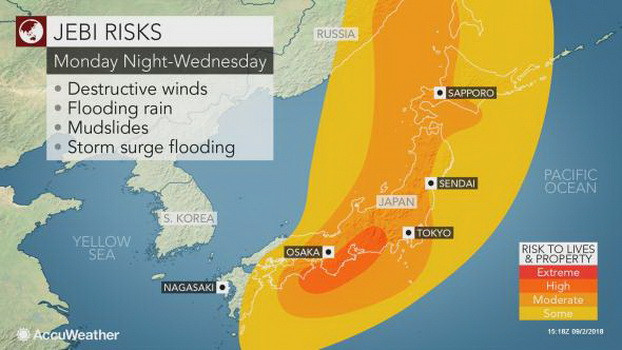 Nhật Bản đối phó với cơn bão có thể là mạnh nhất trong 25 năm qua ảnh 1