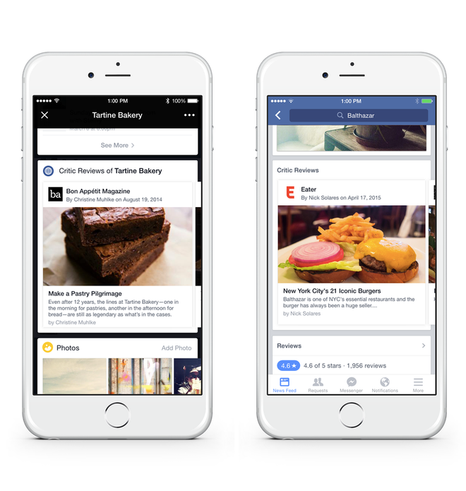 Facebook bổ sung thêm tính năng đánh giá các nhà hàng ảnh 1