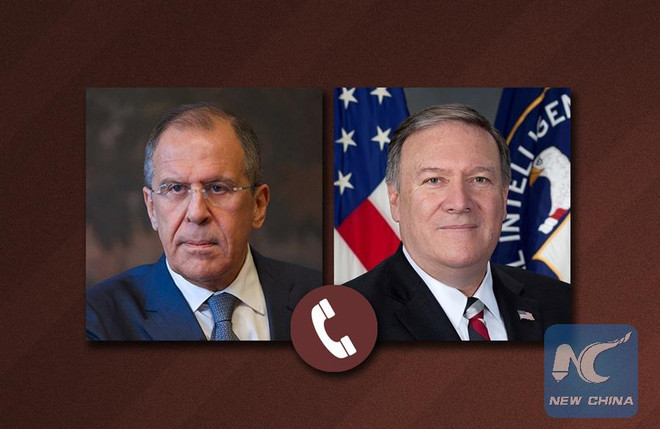 Ngoại trưởng Nga Sergei Lavrov và người đồng cấp Mỹ Mike Pompeo đã cuộc điện đàm về các vấn đề thời sự quốc tế. (Nguồn: THX) Ngoại trưởng Nga-Mỹ điện đàm về khủng hoảng dầu mỏ, kiểm soát vũ khí ảnh 1