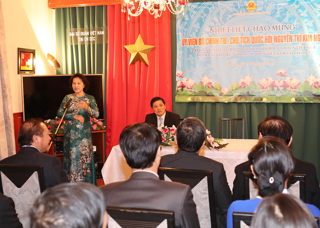 Chủ tịch Quốc hội Nguyễn Thị Kim Ngân thăm Đại sứ quán Việt Nam ở Séc ảnh 1