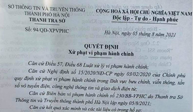 Xử phạt một cá nhân giả mạo công văn của HOSE trên Zalo ảnh 1