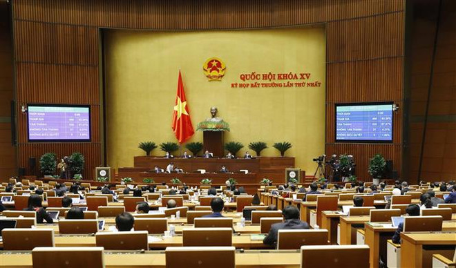 Một phiên làm việc tại Kỳ họp bất thường lần thứ nhất, Quốc hội khoá XV. (Ảnh: Phương Hoa/TTXVN) Điều chỉnh Chương trình xây dựng luật, pháp lệnh năm 2022 ảnh 1