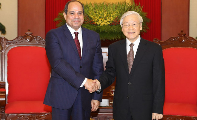 Tổng Bí thư Nguyễn Phú Trọng tiếp Tổng thống Cộng hòa Arab Ai Cập ảnh 1