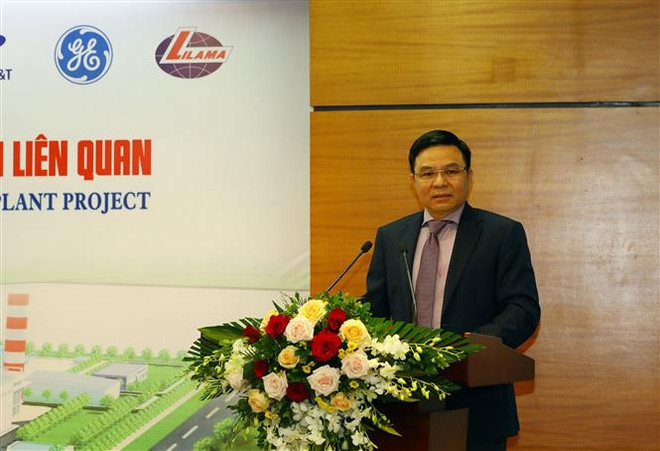 Tổng giám đốc PetroVietnam Lê Mạnh Hùng phát biểu tại lễ ký kết. (Ảnh: Huy Hùng/TTXVN) Ký kết Hợp đồng EPC Dự án Nhà máy điện Nhơn Trạch 3 và 4 ảnh 2