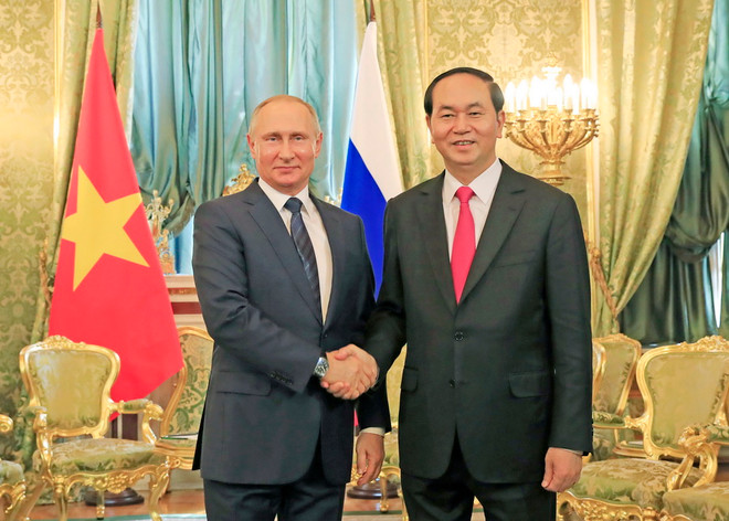 Chủ tịch nước Trần Đại Quang hội đàm với Tổng thống Liên bang Nga V. Putin. (Ảnh: Nhan Sáng/TTXVN) Chủ tịch nước Trần Đại Quang hội đàm với Tổng thống Nga Putin ảnh 1