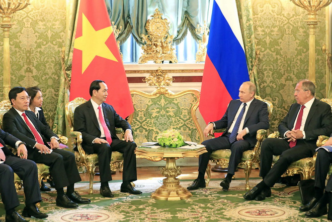 Chủ tịch nước Trần Đại Quang hội đàm với Tổng thống Liên bang Nga V. Putin. (Ảnh: Nhan Sáng/TTXVN) Chủ tịch nước Trần Đại Quang hội đàm với Tổng thống Nga Putin ảnh 2