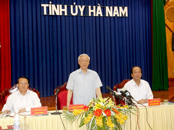 Tổng Bí thư Nguyễn Phú Trọng thăm, làm việc tại tỉnh Hà Nam ảnh 1