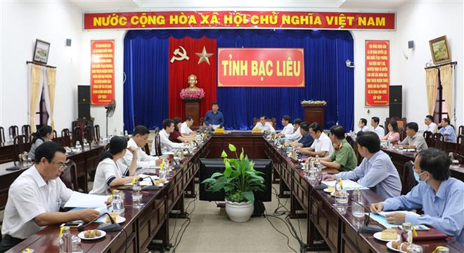 Đoàn công tác của Bộ Nội vụ làm việc với Ủy ban Nhân dân tỉnh Bạc Liêu để kiểm tra công tác quản lý Nhà nước về hội, quỹ xã hội, quỹ từ thiện, ngày 16/9/2022. (Ảnh: Tuấn Kiệt/TTXVN) Thực hiện tốt nhiệm vụ quản lý nhà nước về quỹ xã hội, quỹ từ thiện ảnh 3