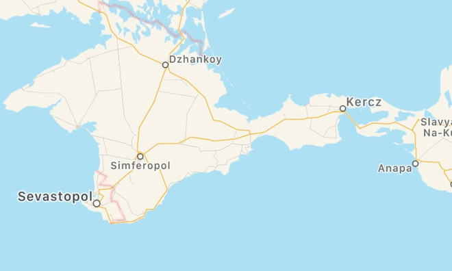 Bản đồ trên Apple Maps hiển thị đường ranh giới tách biệt Crimea với Ukraine và coi vùng lãnh thổ này thuộc Liên bang Nga. Ukraine "giận tím mặt" khi Apple đánh dấu Crimea thuộc Nga trên bản đồ ảnh 1
