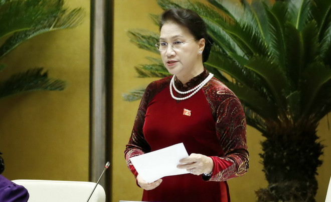 Chủ tịch Quốc hội Nguyễn Thị Kim Ngân phát biểu điều hành phiên chất vấn. (Ảnh: Văn Điệp/TTXVN) Quốc hội đề nghị sớm có giải pháp phù hợp quy hoạch Sơn Trà ảnh 1
