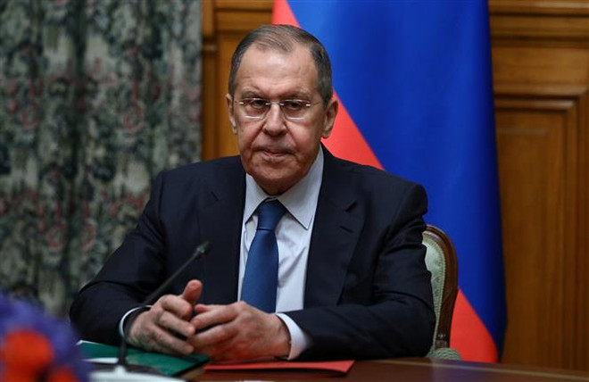 Ngoại trưởng Nga Sergei Lavrov tại một cuộc họp ở Moskva. (Ảnh: AFP/TTXVN) Ngoại trưởng Nga chỉ trích Mỹ tuyên truyền sai lệch liên quan Ukraine ảnh 1