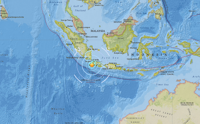Vị trí xảy ra trận động đất. (Nguồn: usgs) Indonesia: Thủ đô Jakarta rung chuyển vì động đất mạnh 6,4 độ Richter ảnh 1