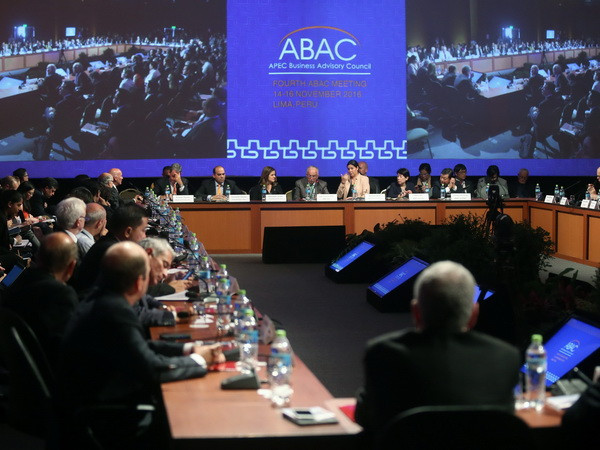 Toàn cảnh phiên họp các Giám đốc Hội đồng cố vấn doanh nghiệp APEC ở Lima, Peru ngày 14/11. (Nguồn: EPA/TTXVN) APEC 2016 là cơ hội để đấu tranh chống chủ nghĩa bảo hộ ảnh 1
