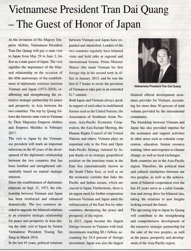 Báo Nhật: Chủ tịch nước Việt Nam - vị quốc khách của Nhật Bản ảnh 2