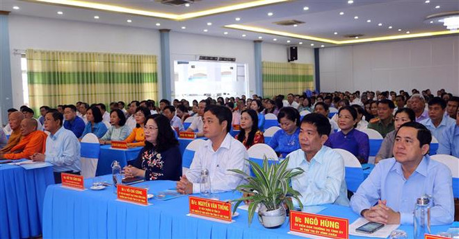 Đai biểu dự hội nghị tổng kết 20 năm Ngày hội "Đại đoàn kết toàn dân tộc" tại tỉnh Sóc Trăng, do Ủy ban Mặt trận Tổ quốc Việt Nam tỉnh Sóc Trăng tổ chức ngày 29/5/2023. (Ảnh: Tuấn Phi/TTXVN) Chỉ thị của Ban Bí thư về lãnh đạo Đại hội MTTQ Việt Nam các cấp ảnh 2